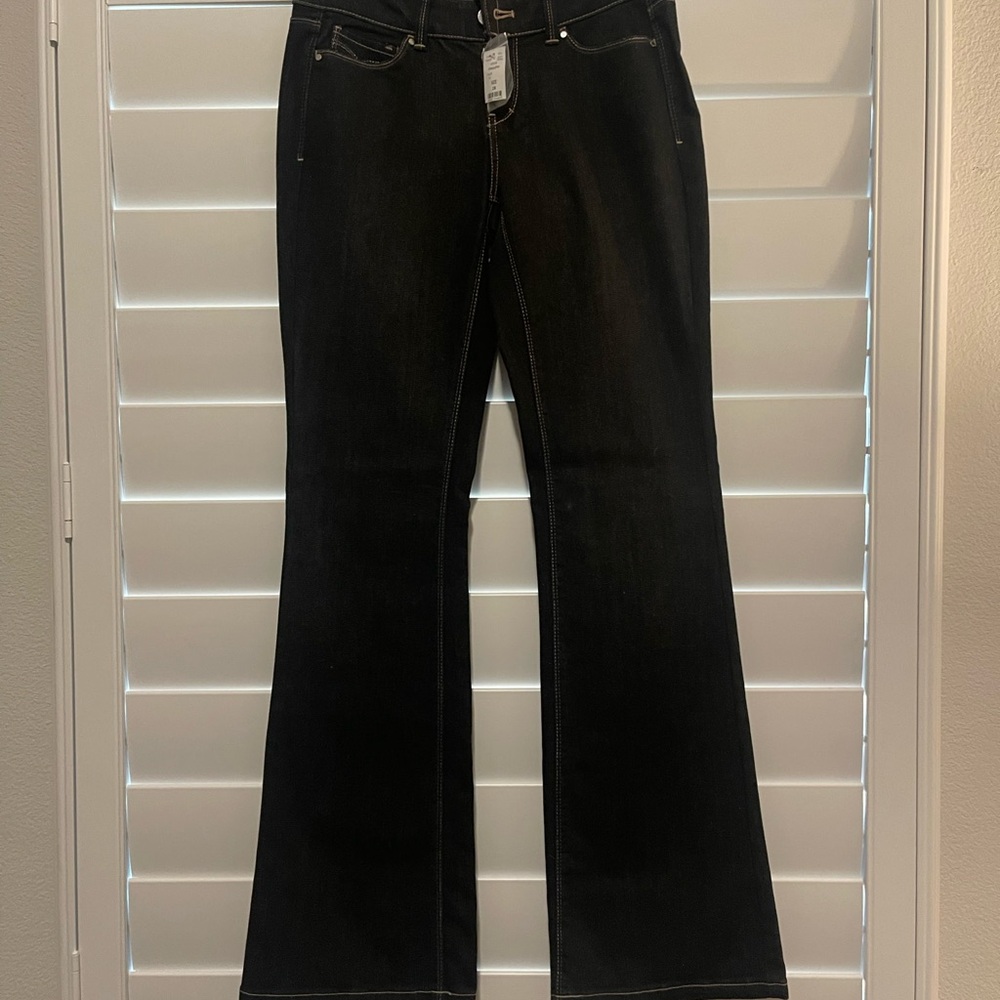 WHBM NWT Black denim contour flare leg jeans